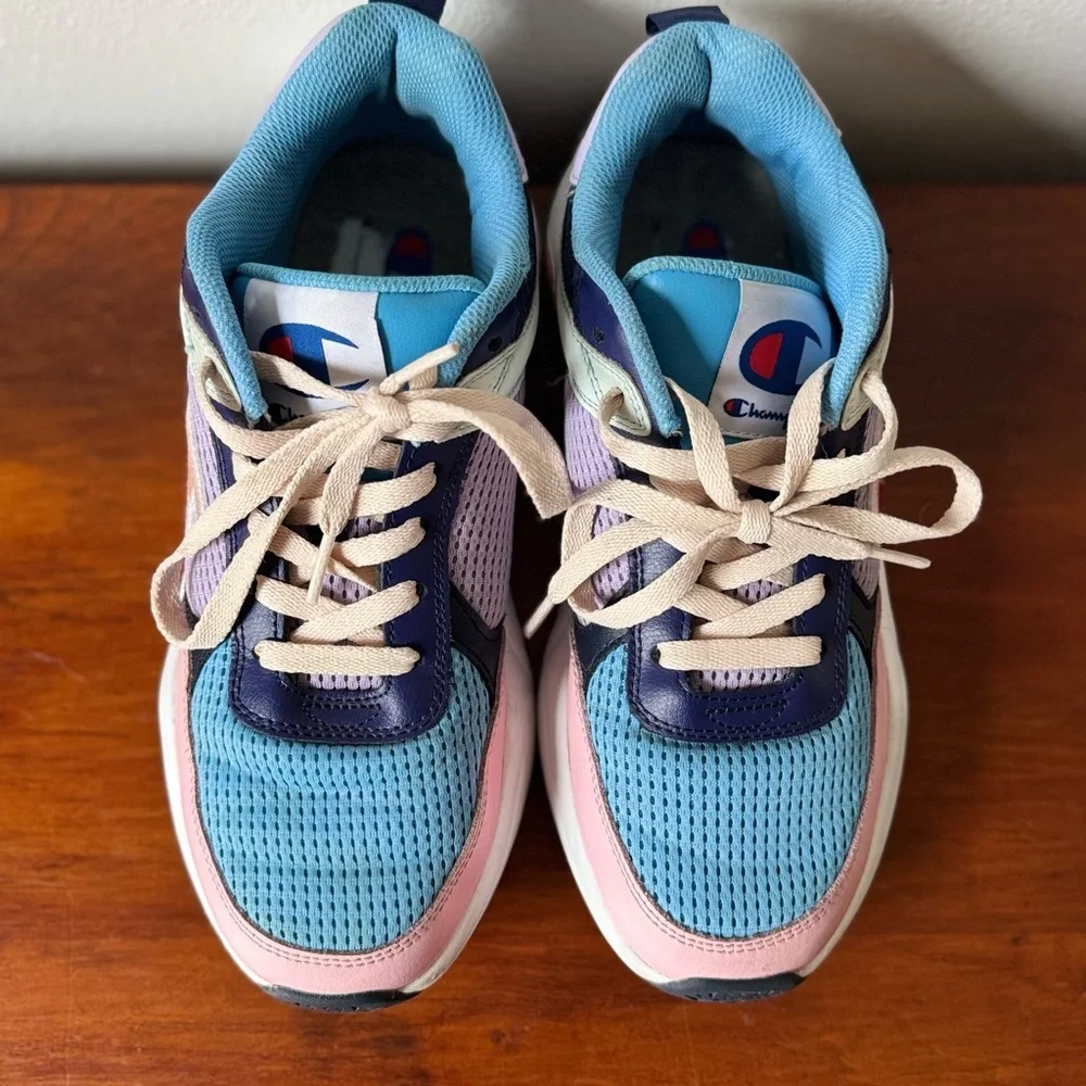 Champion Women's 93 Eighteen SP Block sneakers in the Violet Multi colorway 10